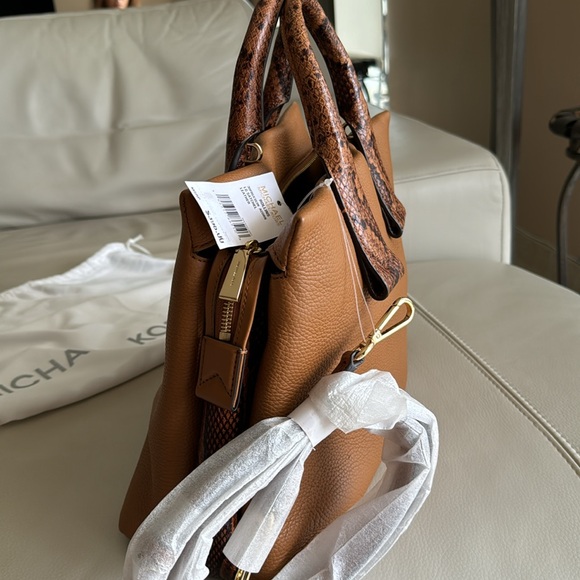 Michael Kors new medium leather satchel snake embossed